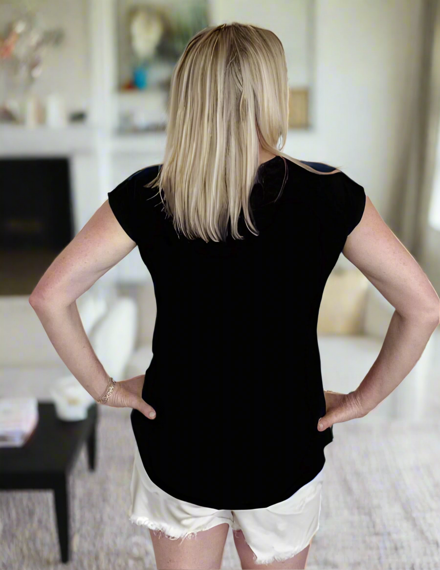 Black Bamboo Short Sleeve V-Neck - PRE-SHOP