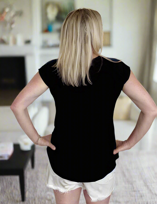 Black Bamboo Short Sleeve V-Neck - PRE-SHOP