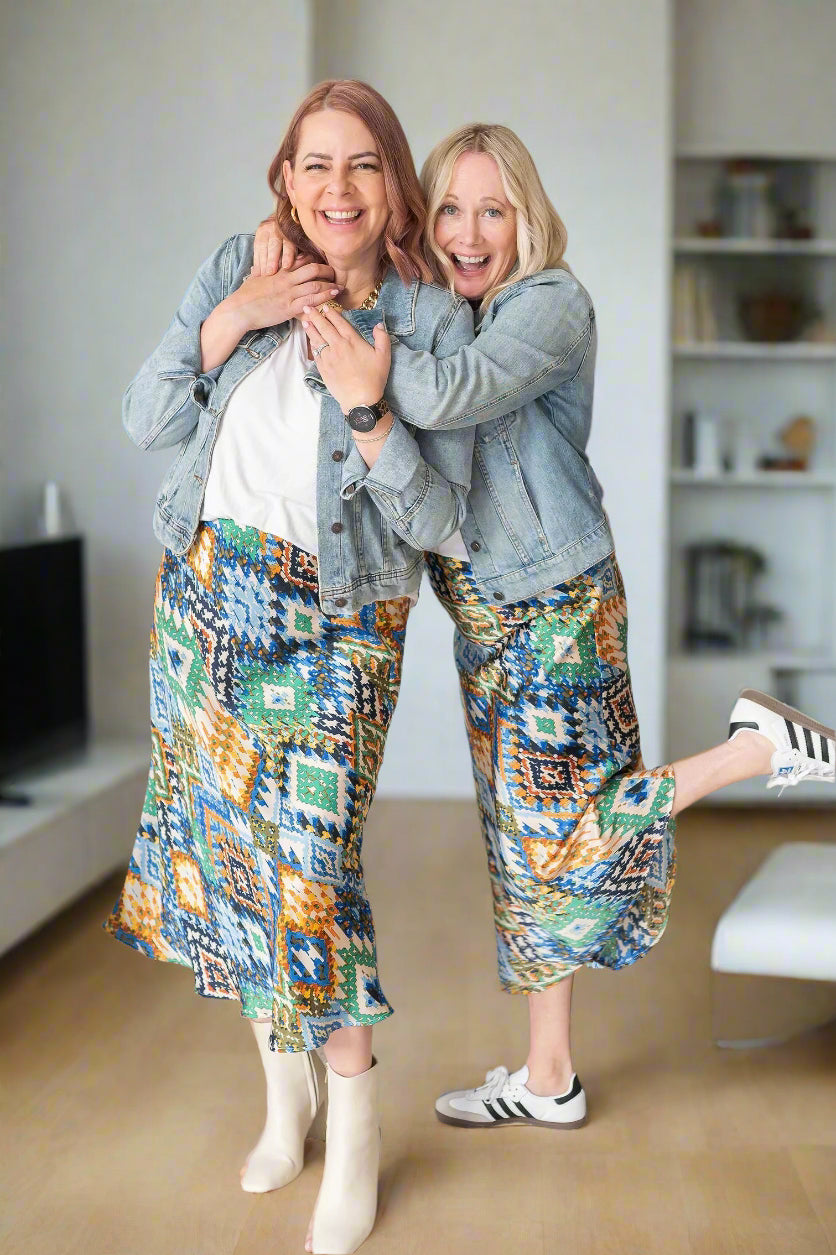 The Printed Satin Skirt