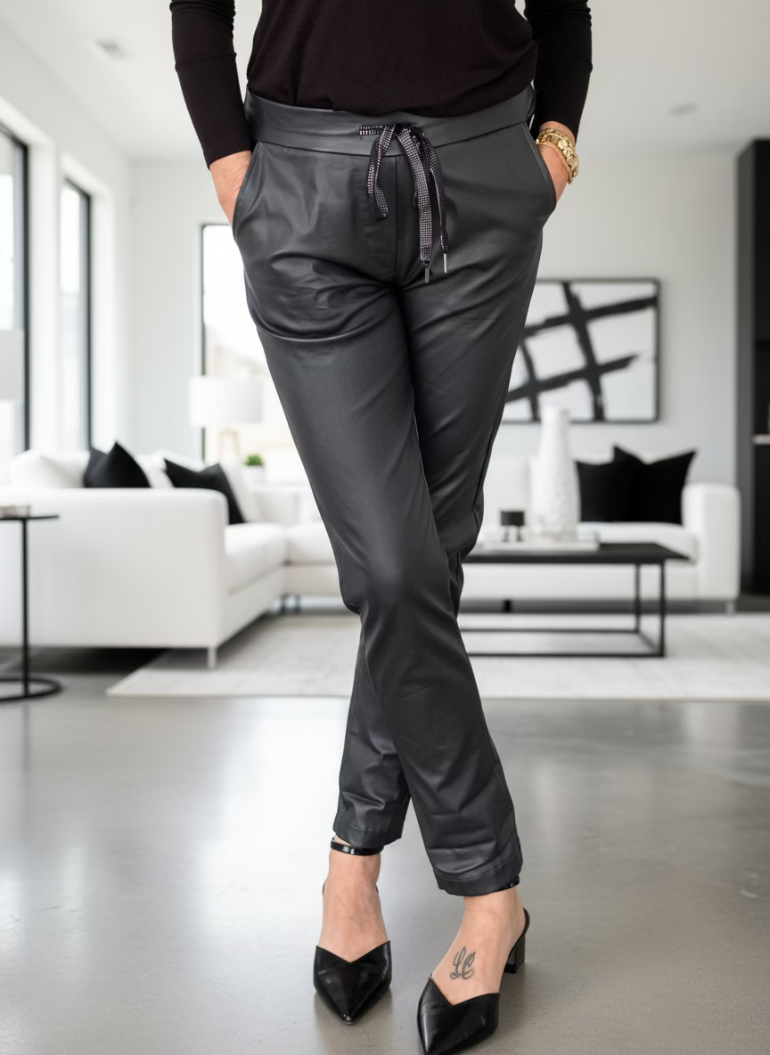 Gunmetal Grey Faux Leather Pants