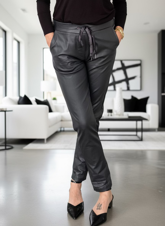 Gunmetal Grey Faux Leather Pants