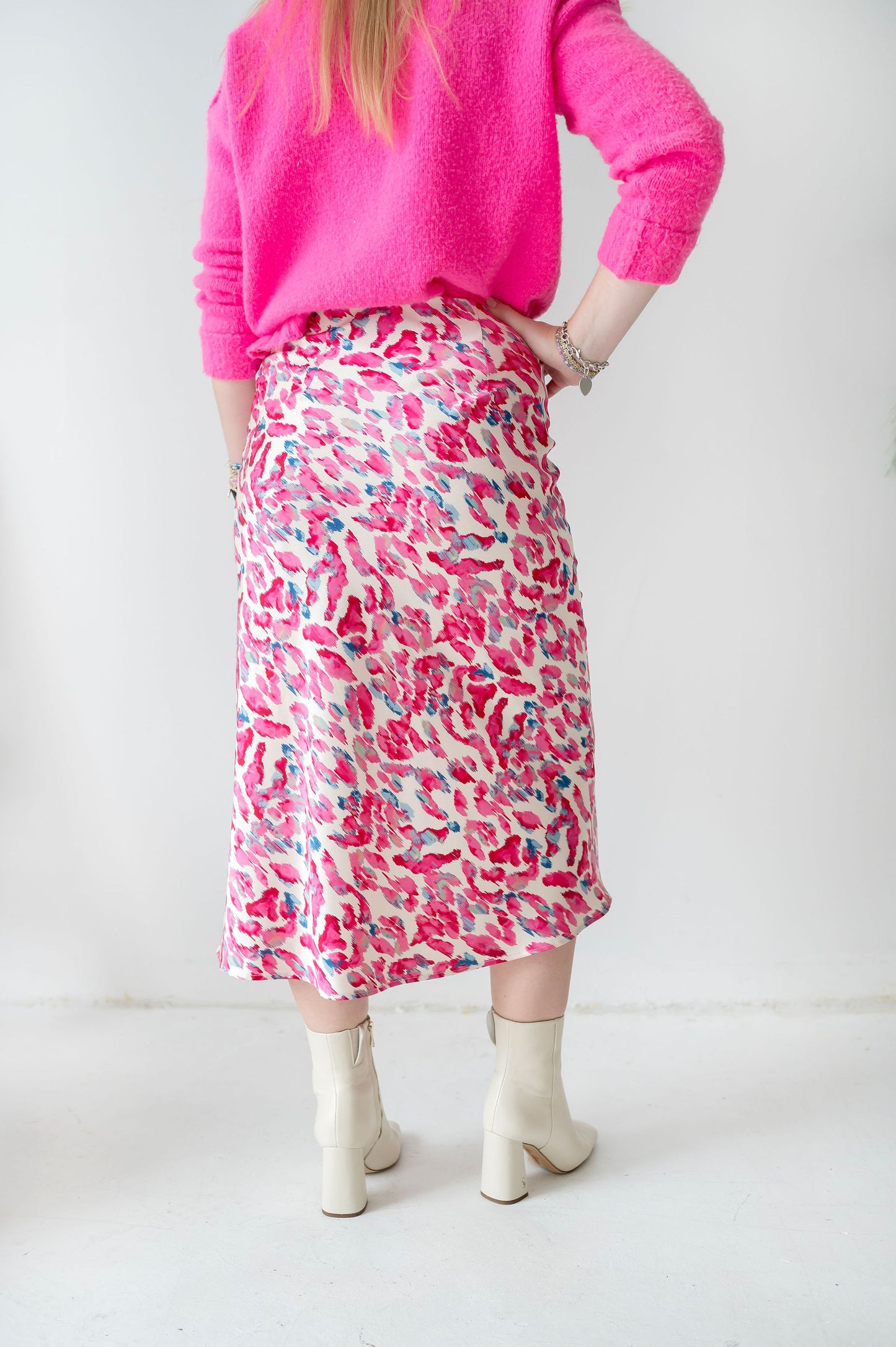 The Pink Leopard Satin Skirt