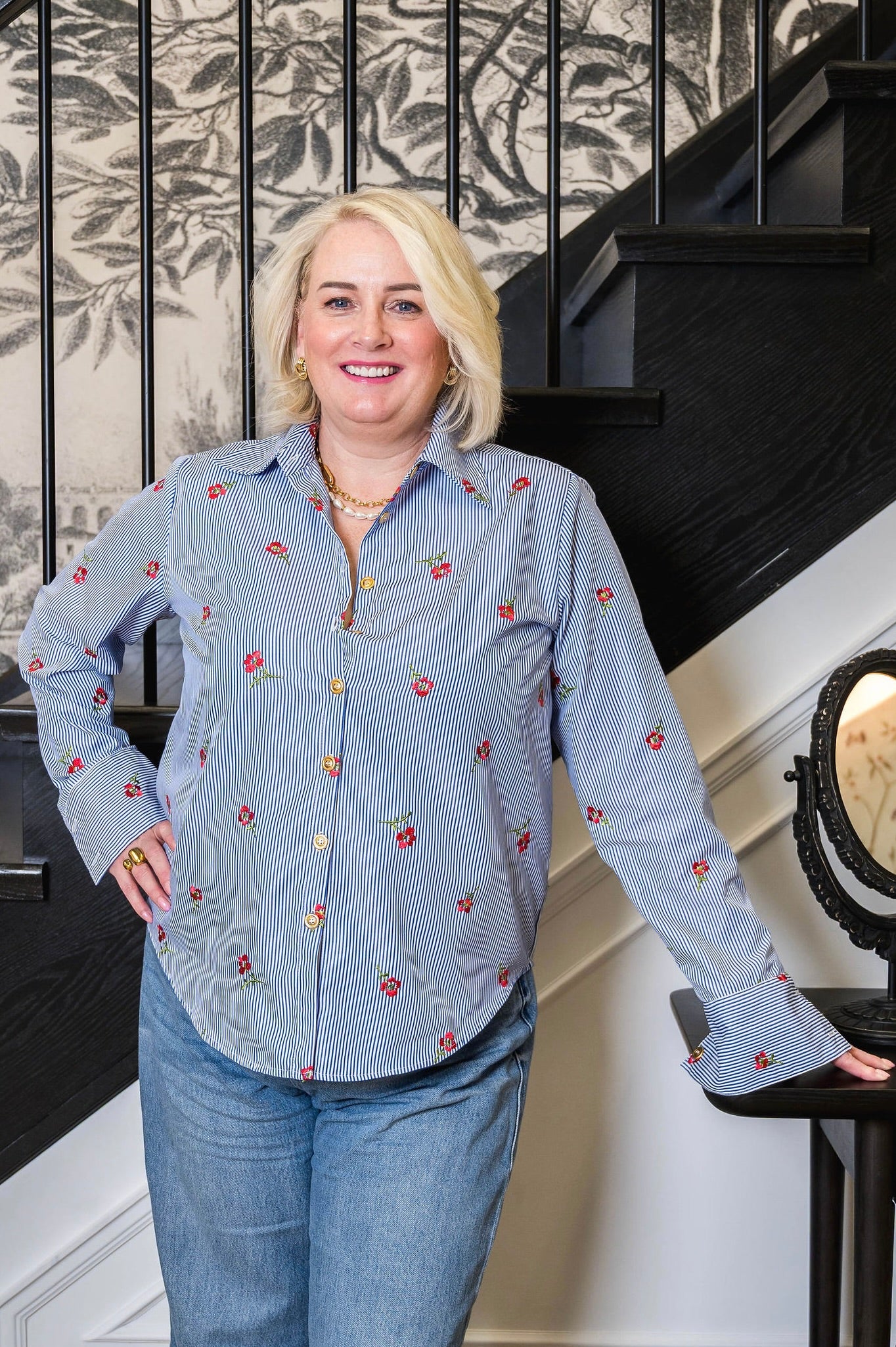 Stripes + Roses Shirt