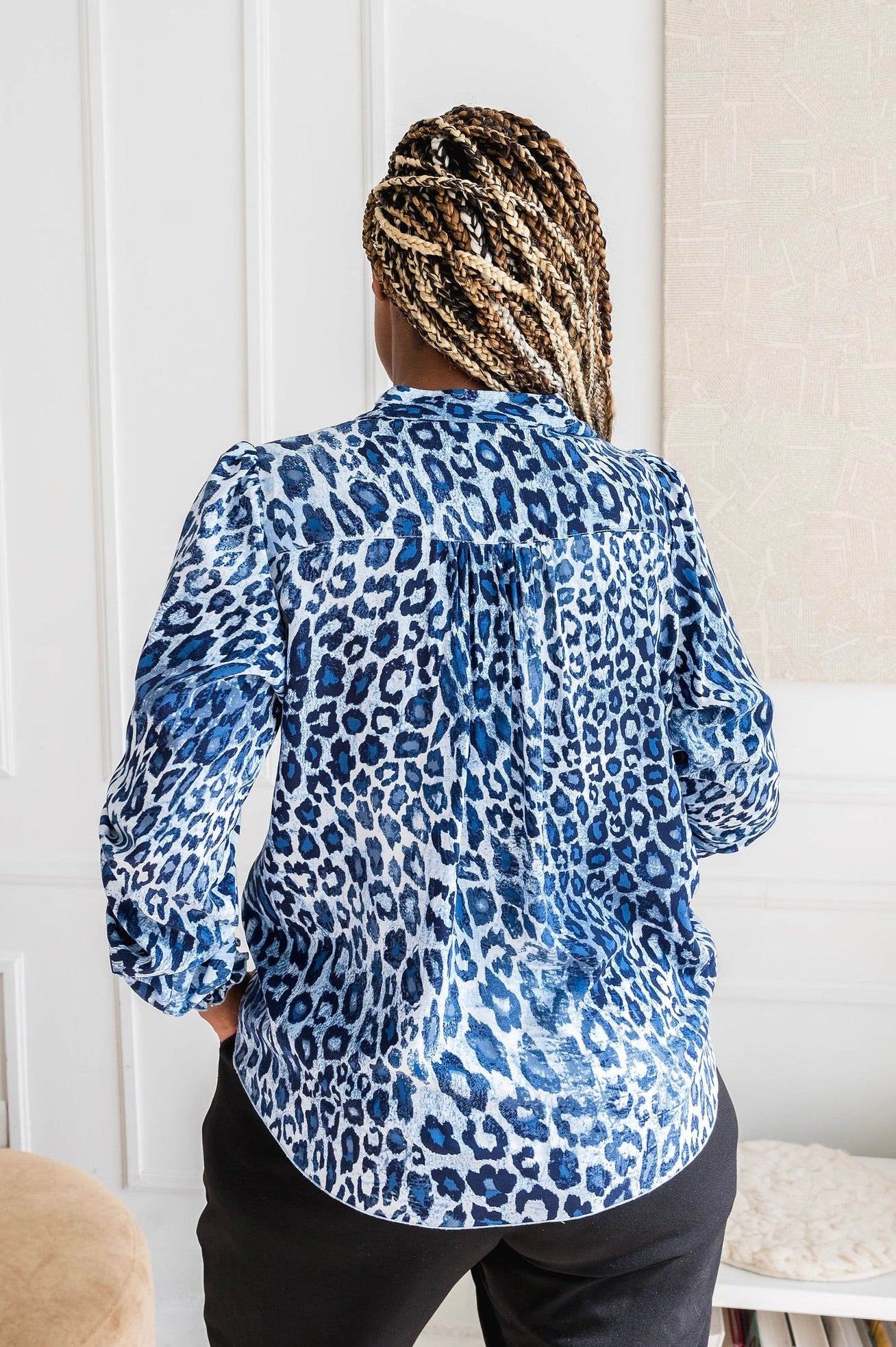 Blue Leopard Blouse