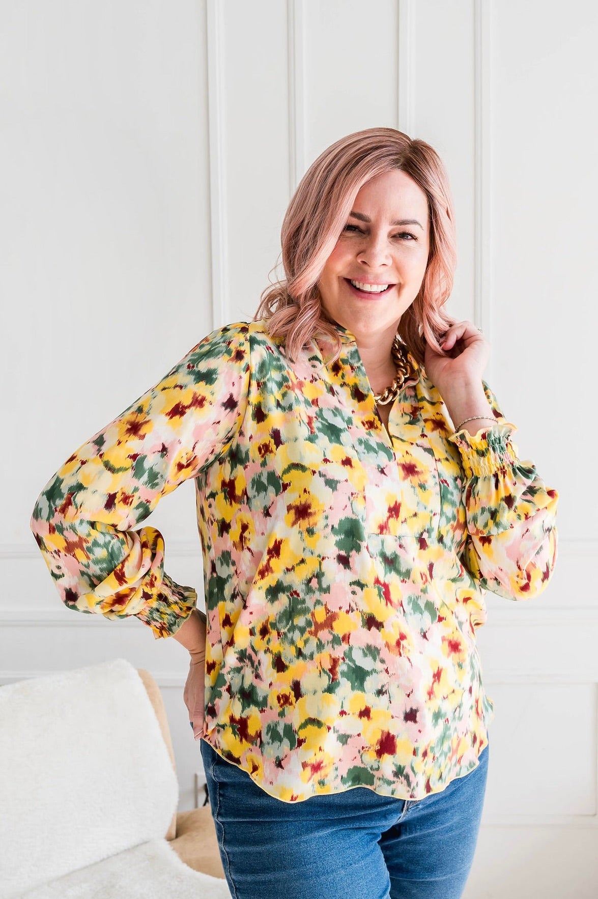 Abstract Floral Blouse