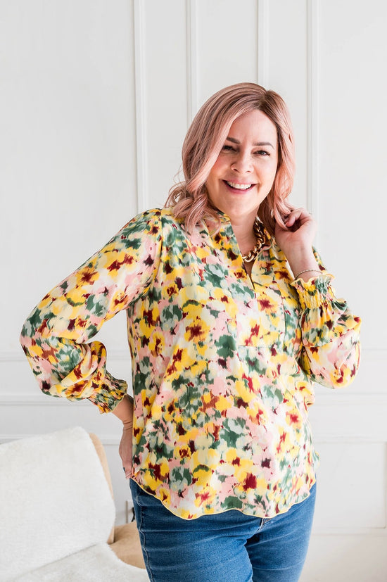 Abstract Floral Blouse