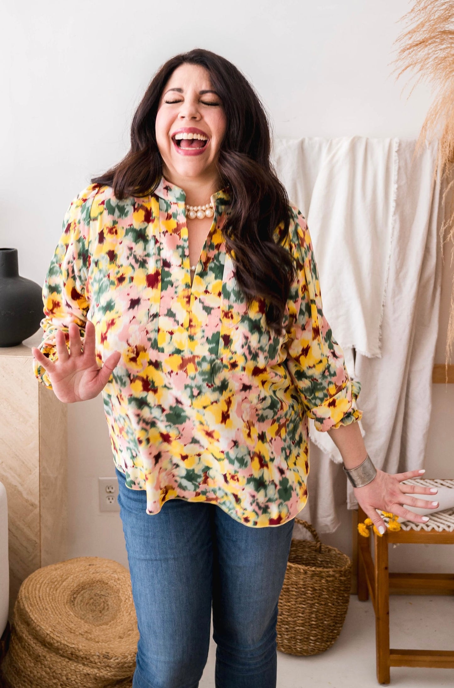 Abstract Floral Blouse