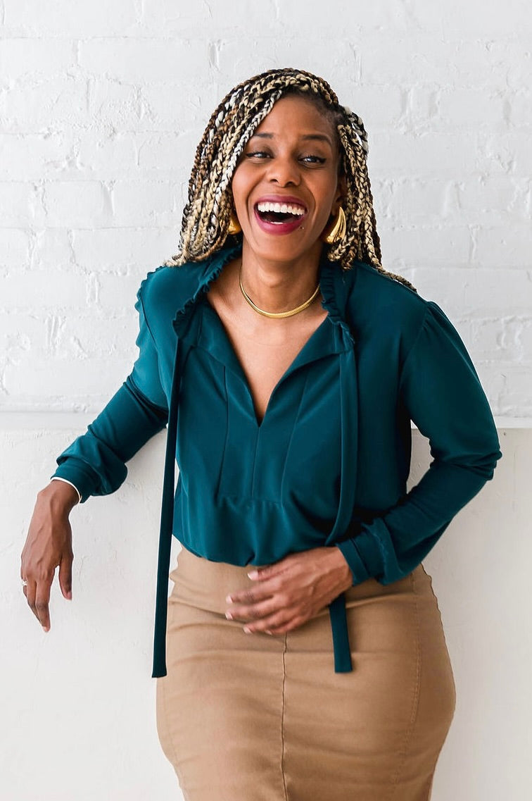Green Tie Blouse