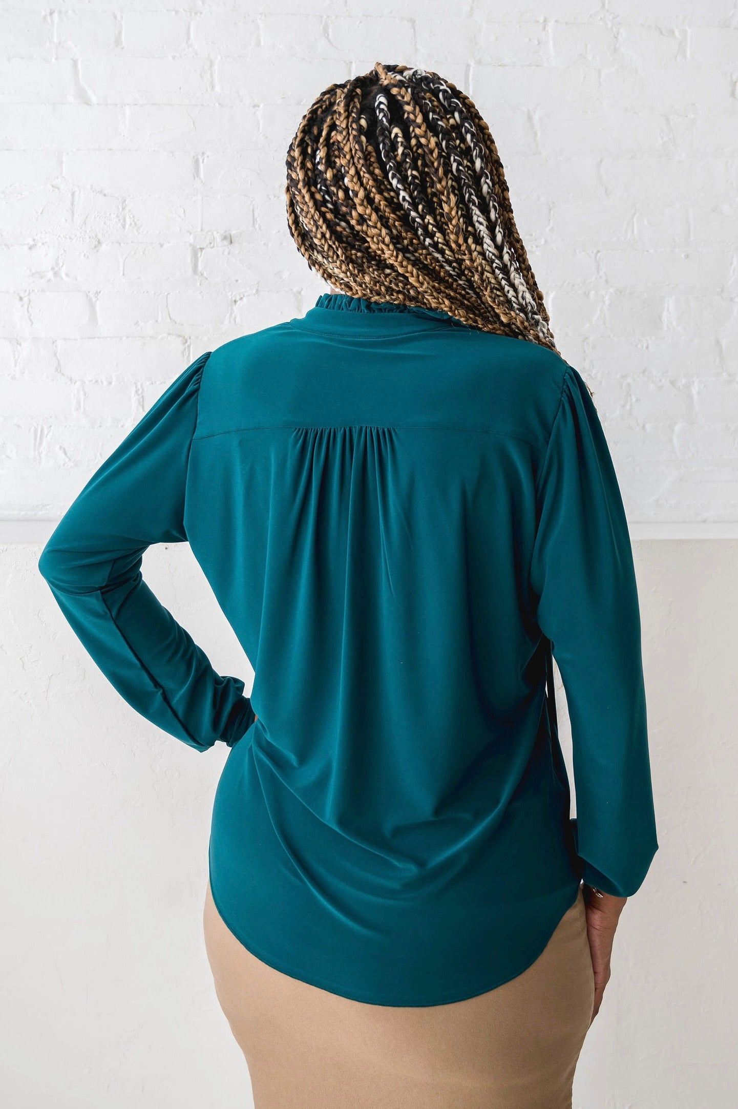 Green Tie Blouse