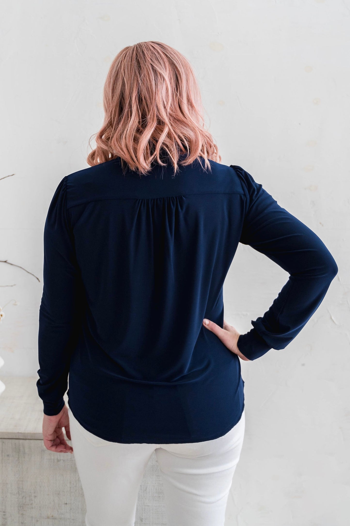 Navy Tie Blouse