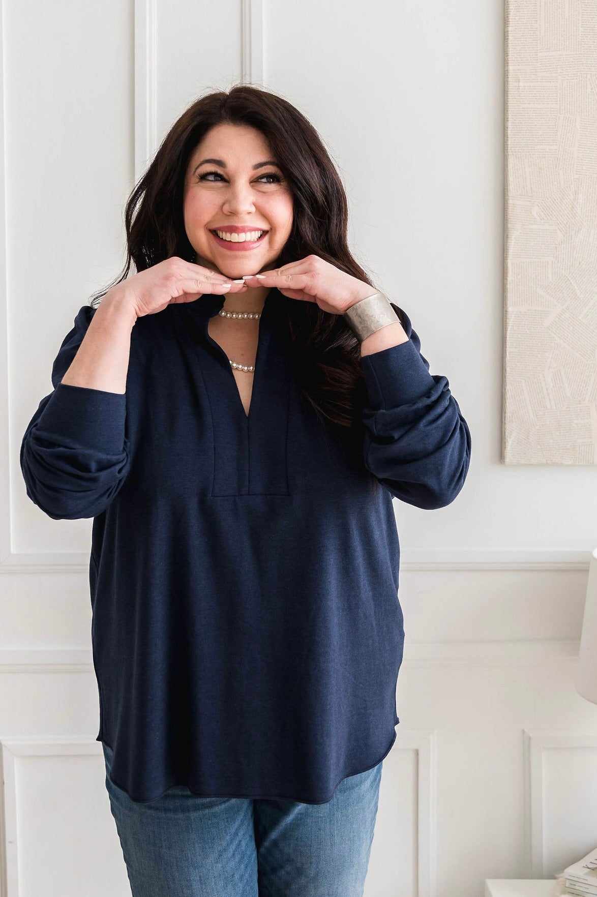 Navy Sweater Blouse - PRE-ORDER