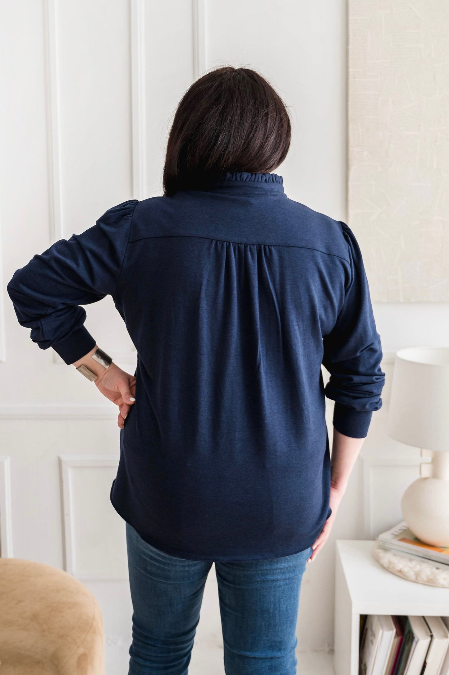 Navy Sweater Blouse - PRE-ORDER