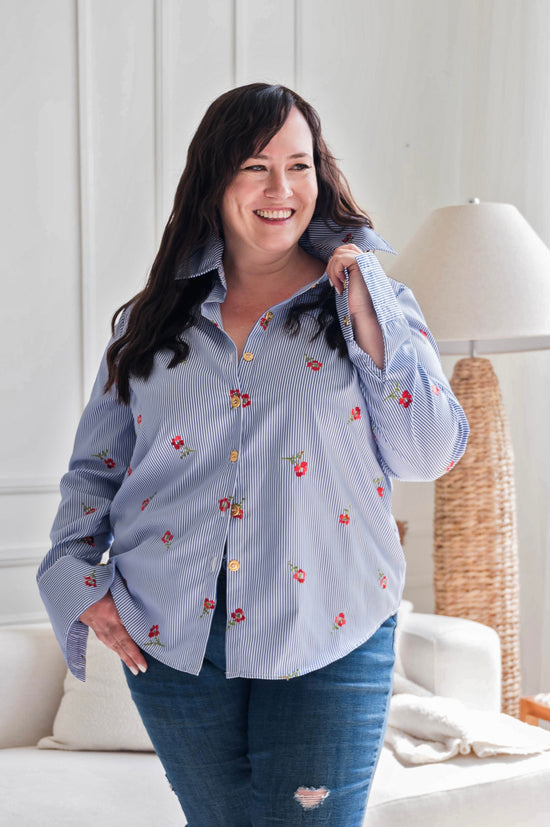 Stripes + Roses Shirt