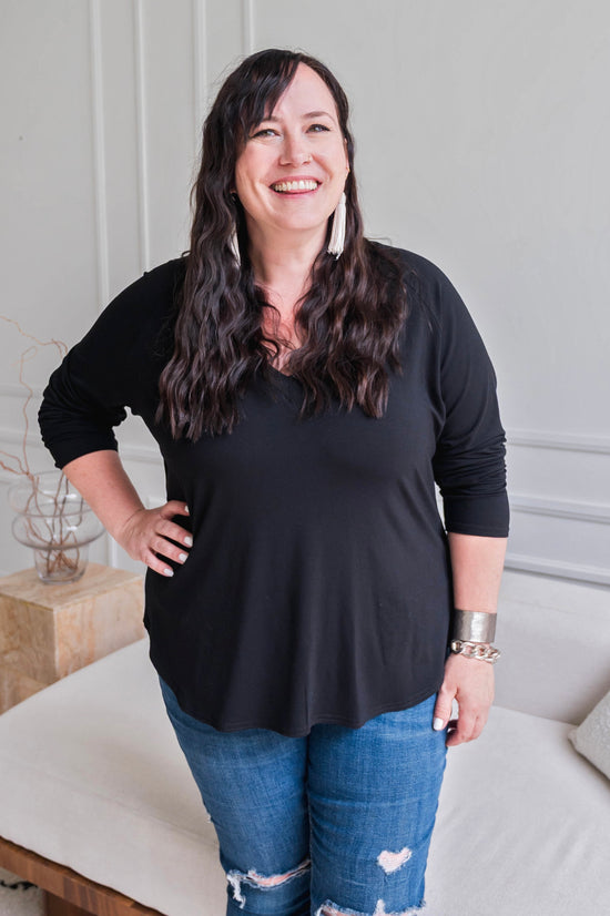Black Bamboo V-Neck