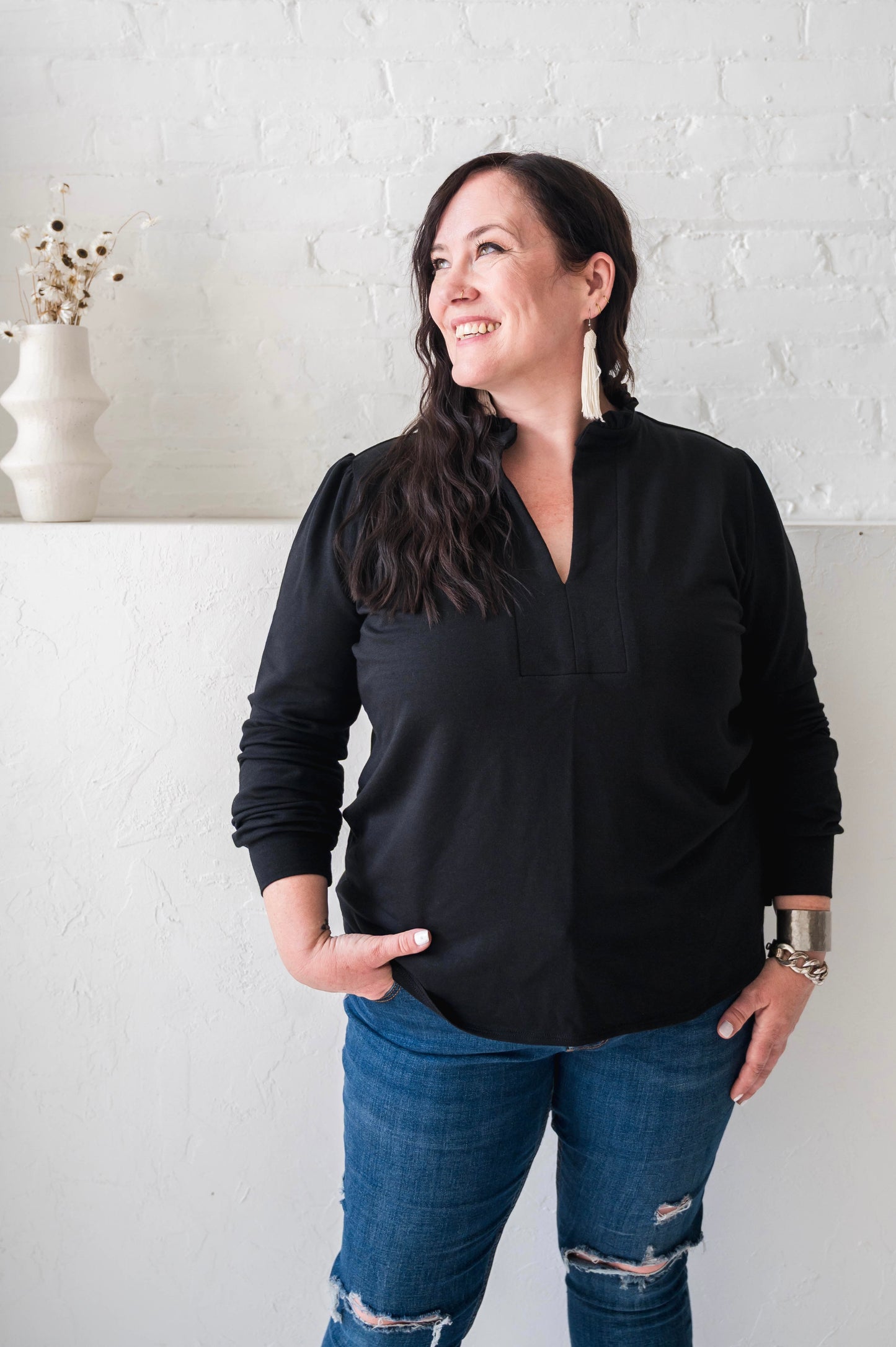 Black Sweatshirt Blouse