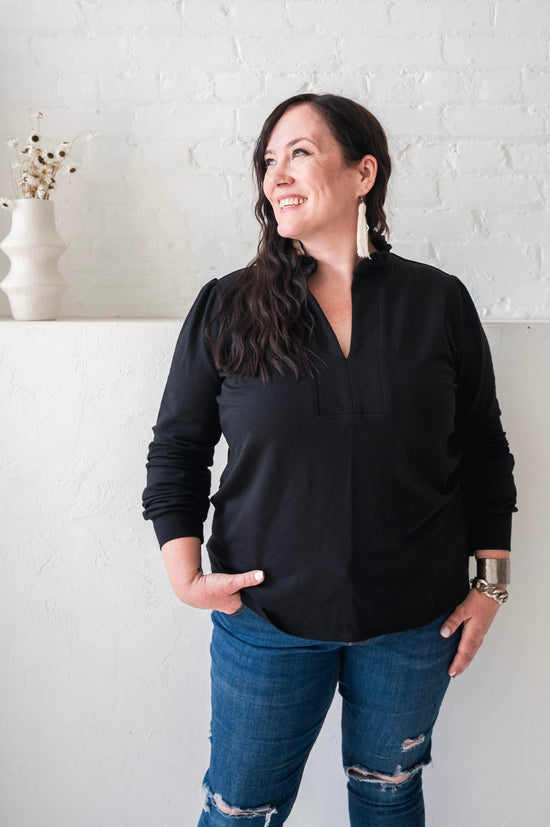 Black Sweatshirt Blouse