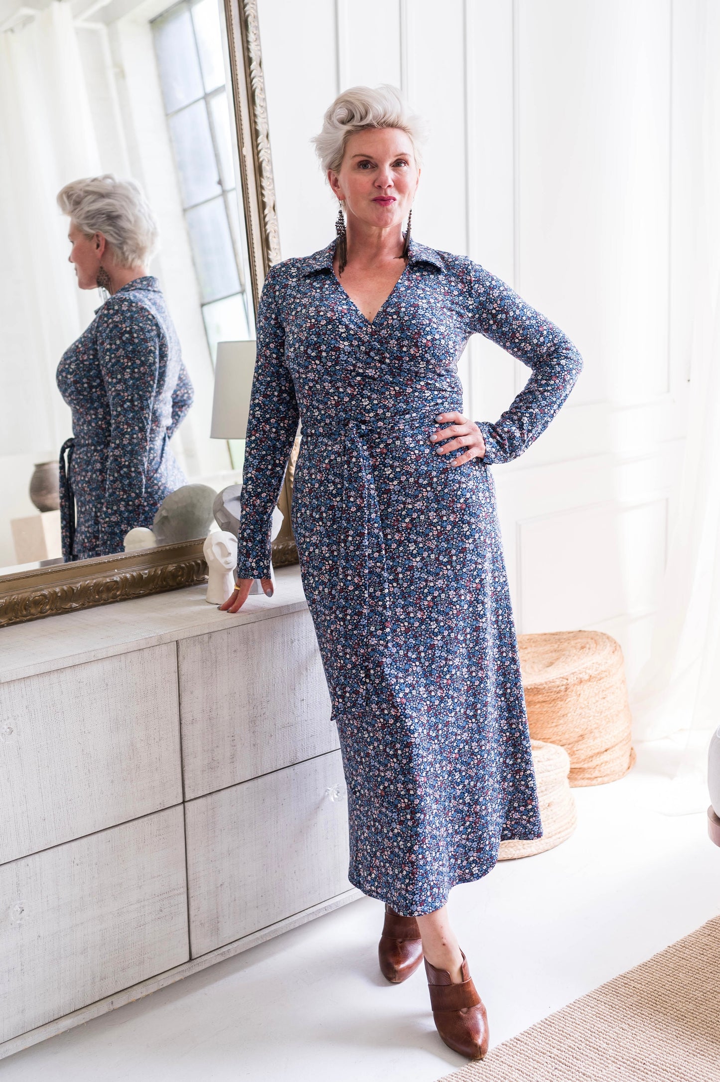 Ditzy Print Wrap Dress