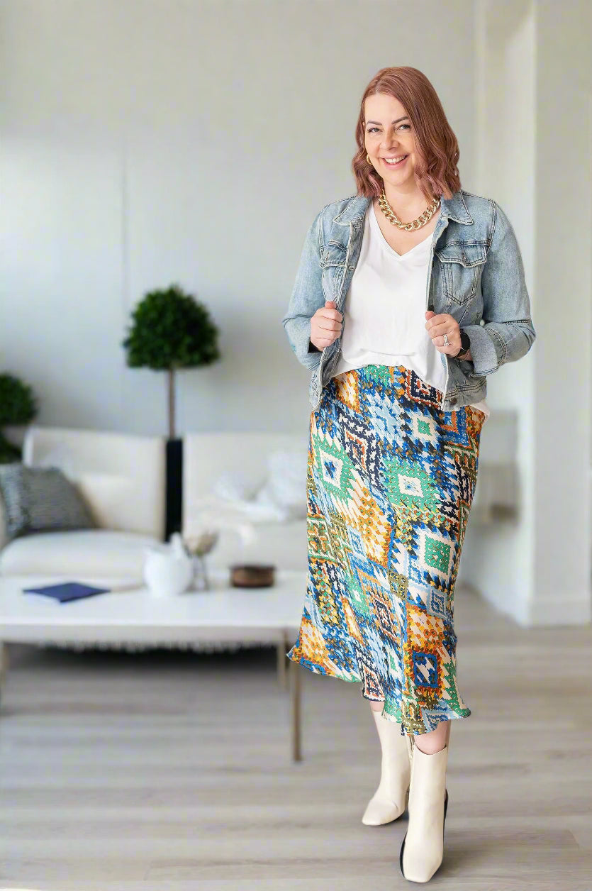 The Printed Satin Skirt