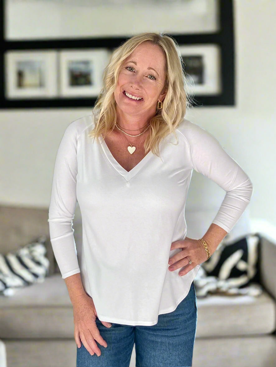 White Bamboo V-Neck
