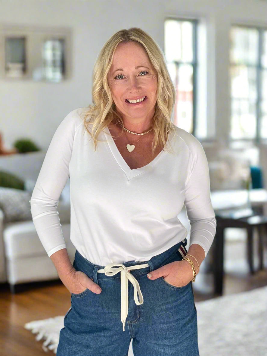 White Bamboo V-Neck