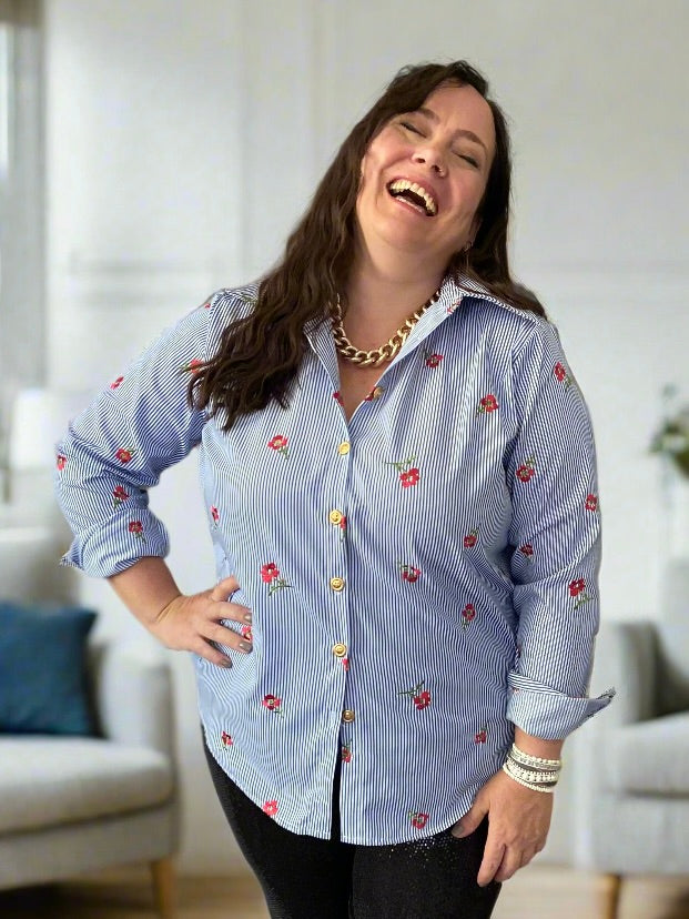 Stripes + Roses Shirt