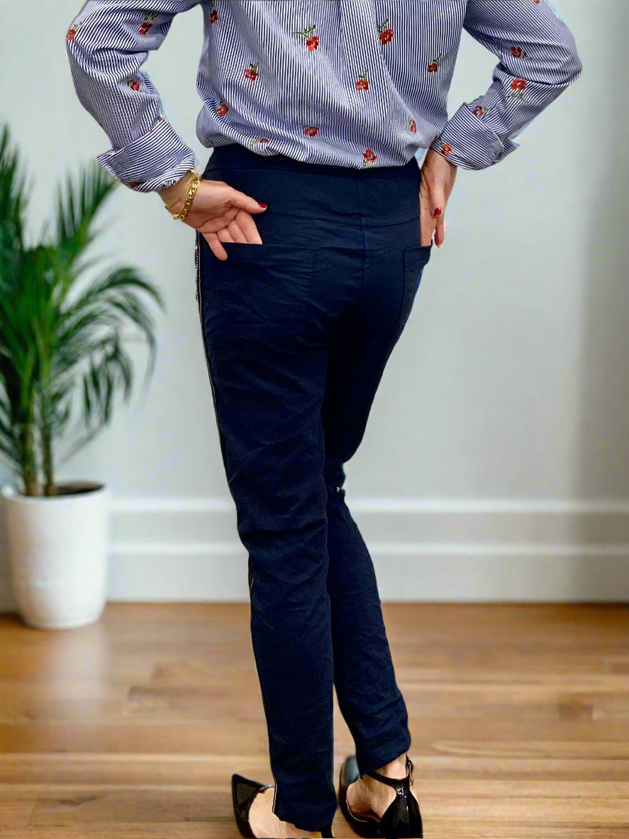 Rhinestone Navy Pants