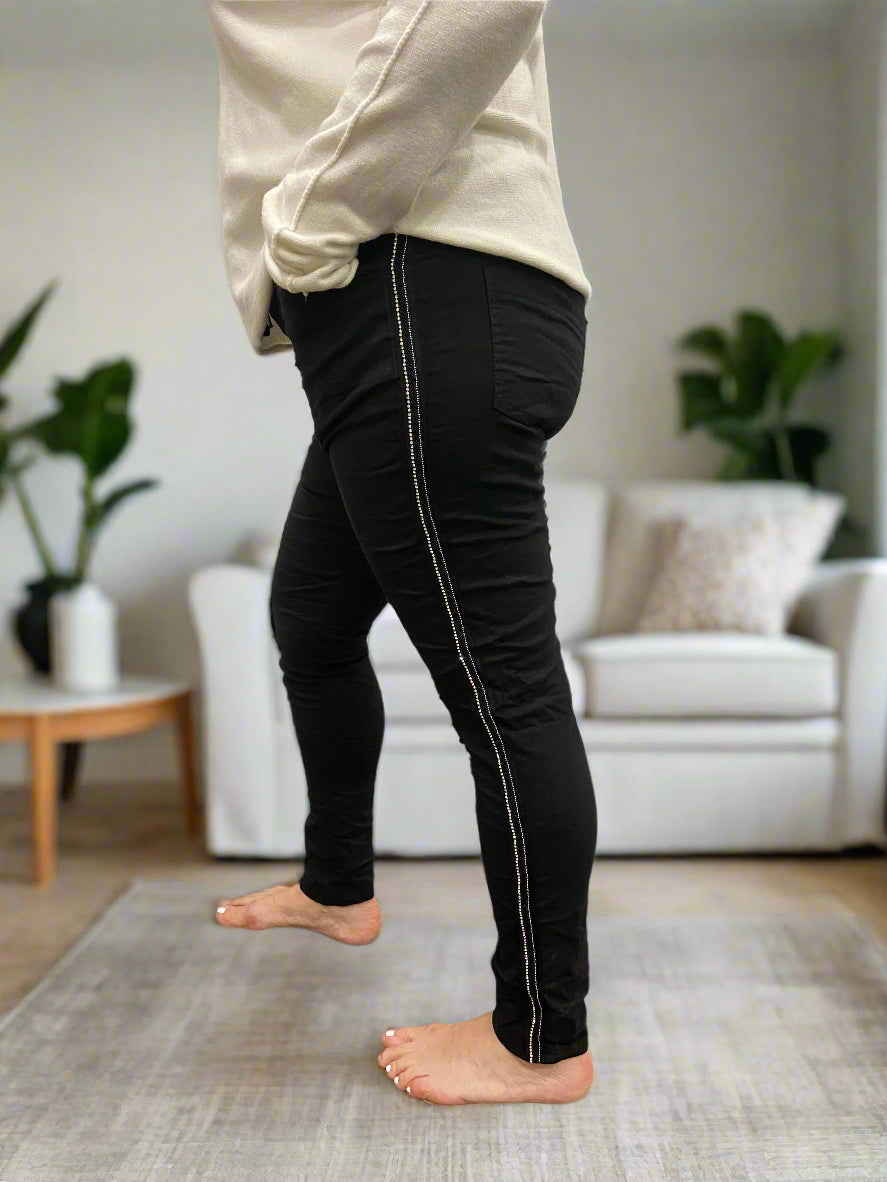 Rhinestone Black Pants