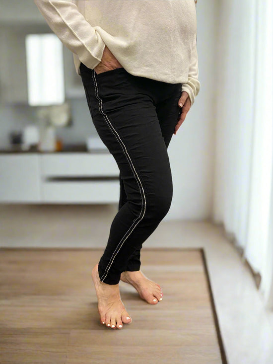 Rhinestone Black Pants