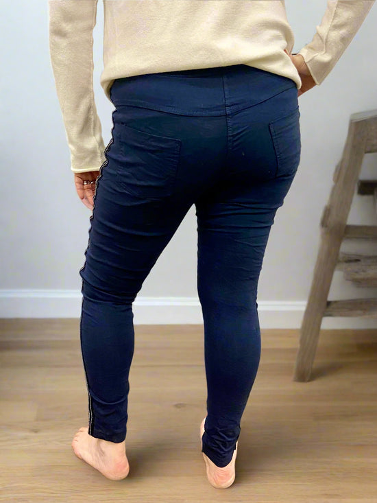 Rhinestone Navy Pants