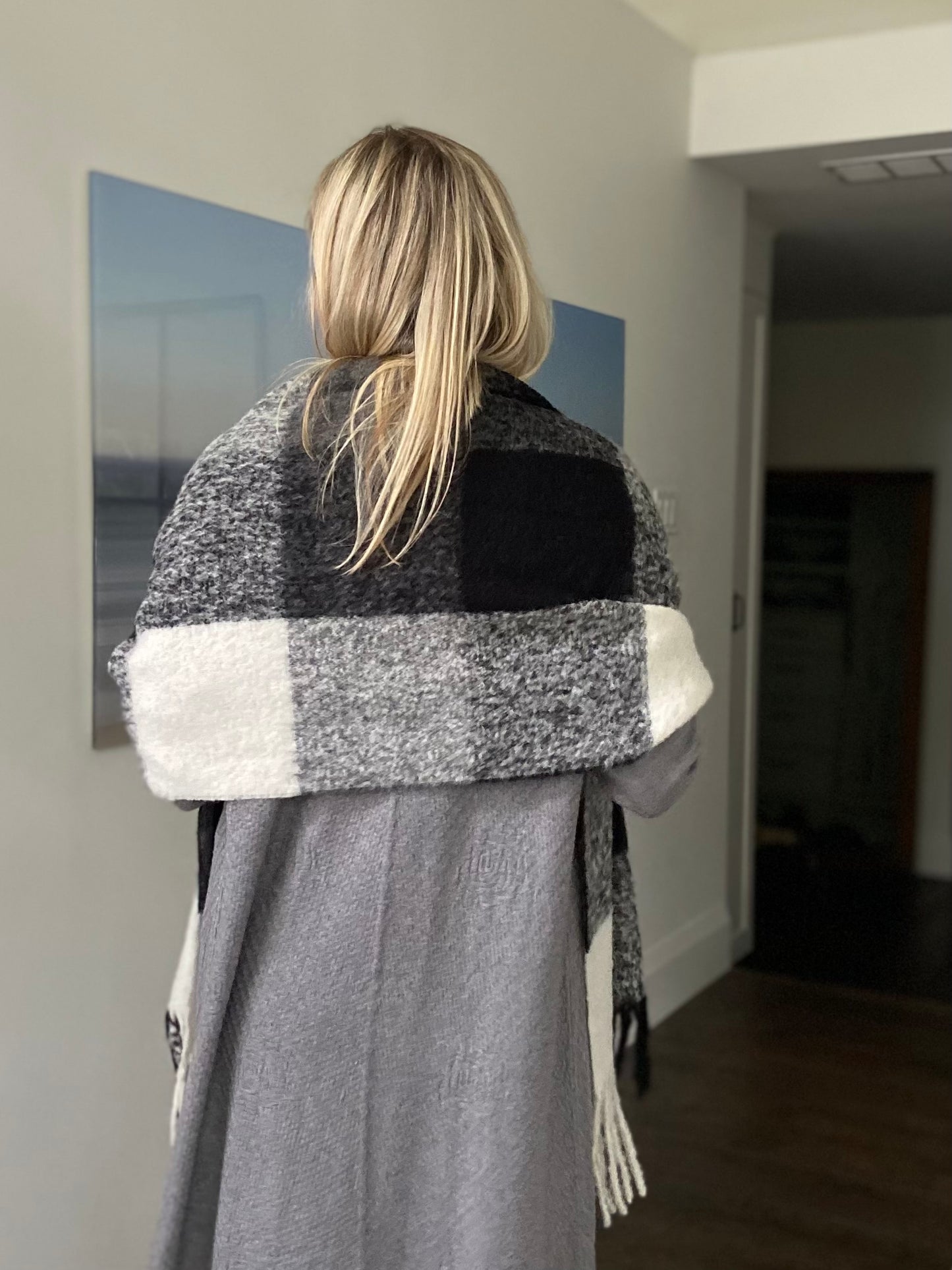 Black + White Fringe Scarf