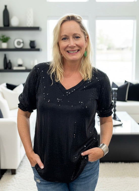 The Sylvi Sequin Tee - Black