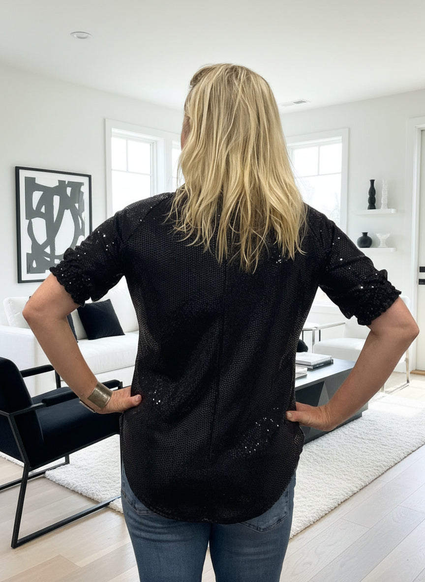 The Sylvi Sequin Tee - Black