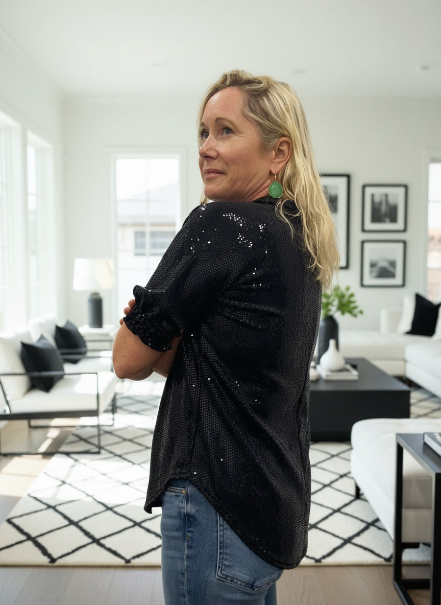 The Sylvi Sequin Tee - Black
