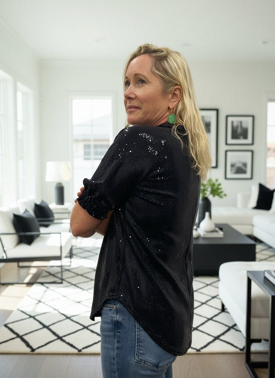 The Sylvi Sequin Tee - Black