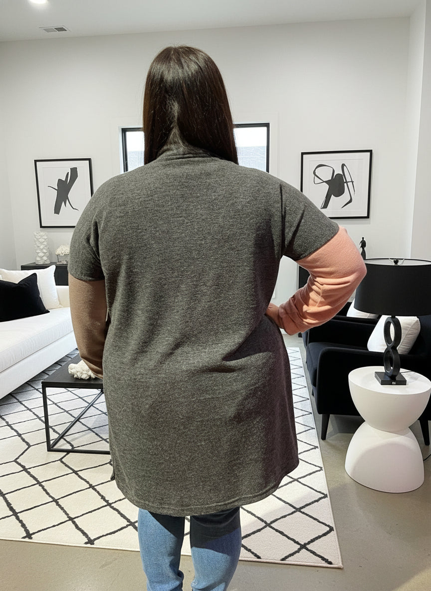 Charcoal + Pink + Mink Cardigan