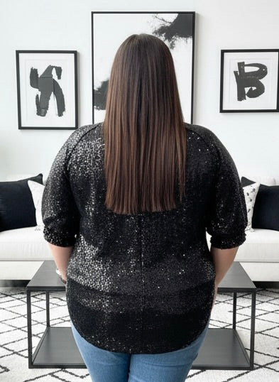 The Sylvi Sequin Tee - Black