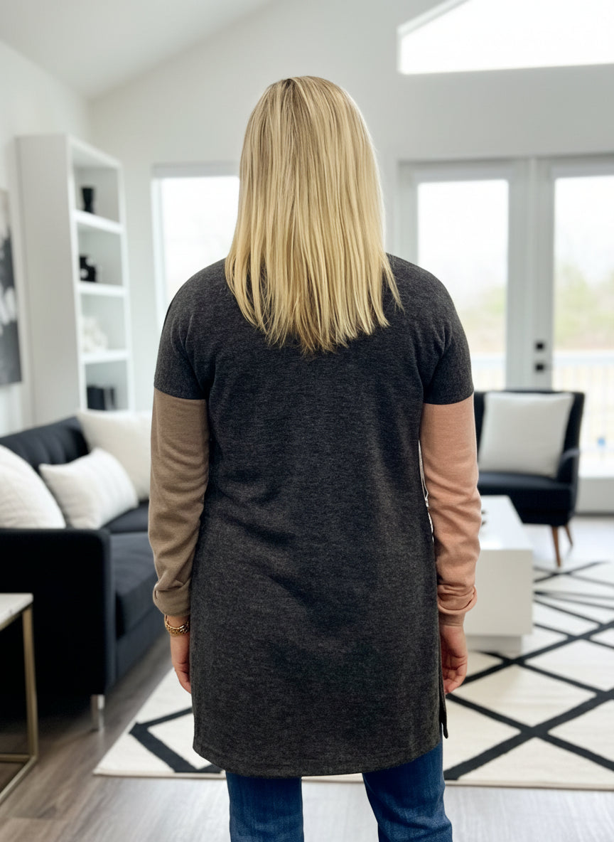 Charcoal + Pink + Mink Cardigan