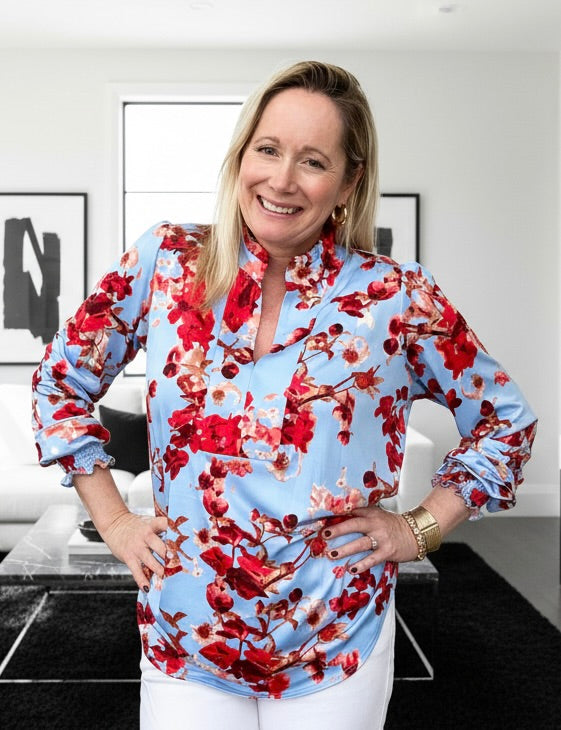 Floral Matte Jersey Blouse