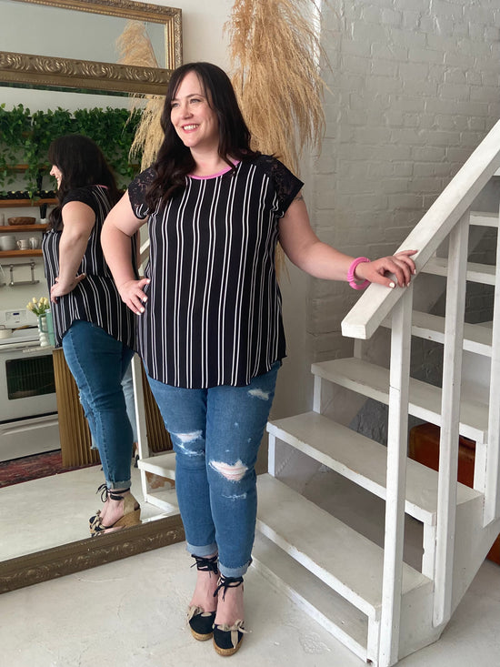 The Stripes + Lace Blouse