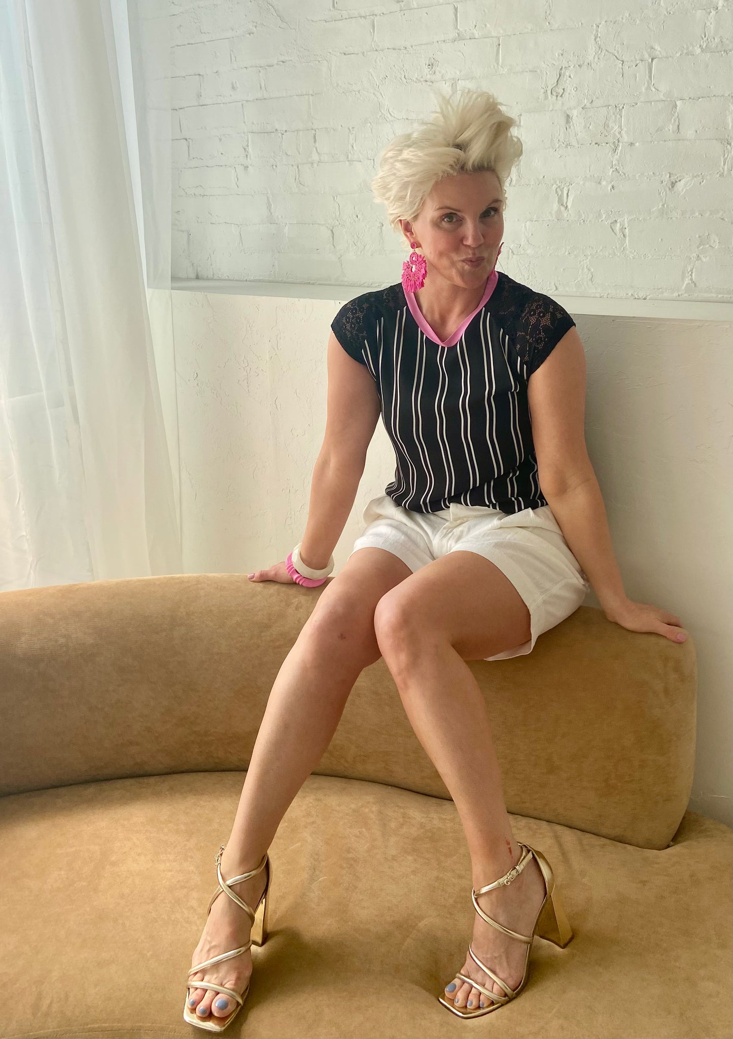 The Stripes + Lace Blouse