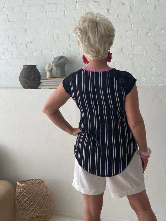 The Stripes + Lace Blouse