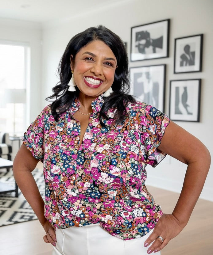 Pink + Blue Petal Blouse