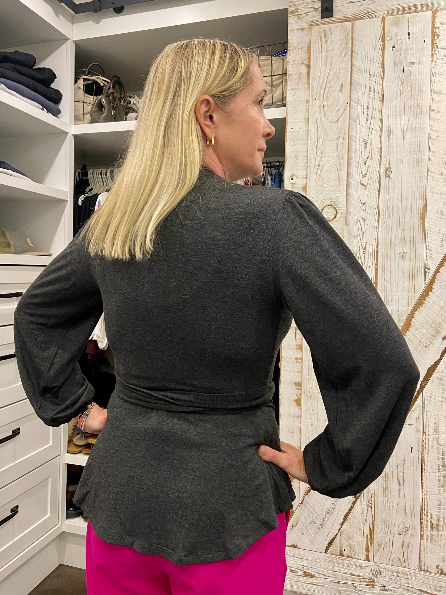 Heather Black Bamboo Wrap Top
