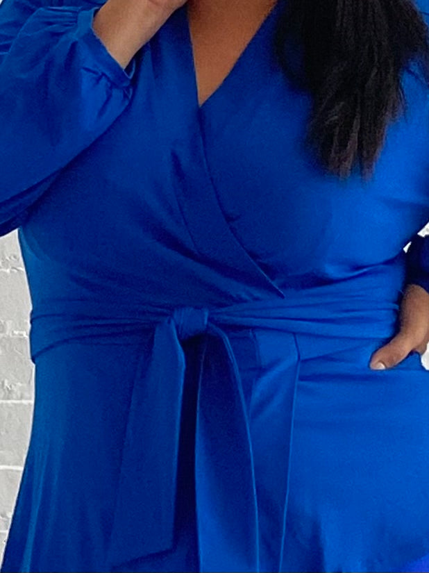 Royal Blue Wrap Top