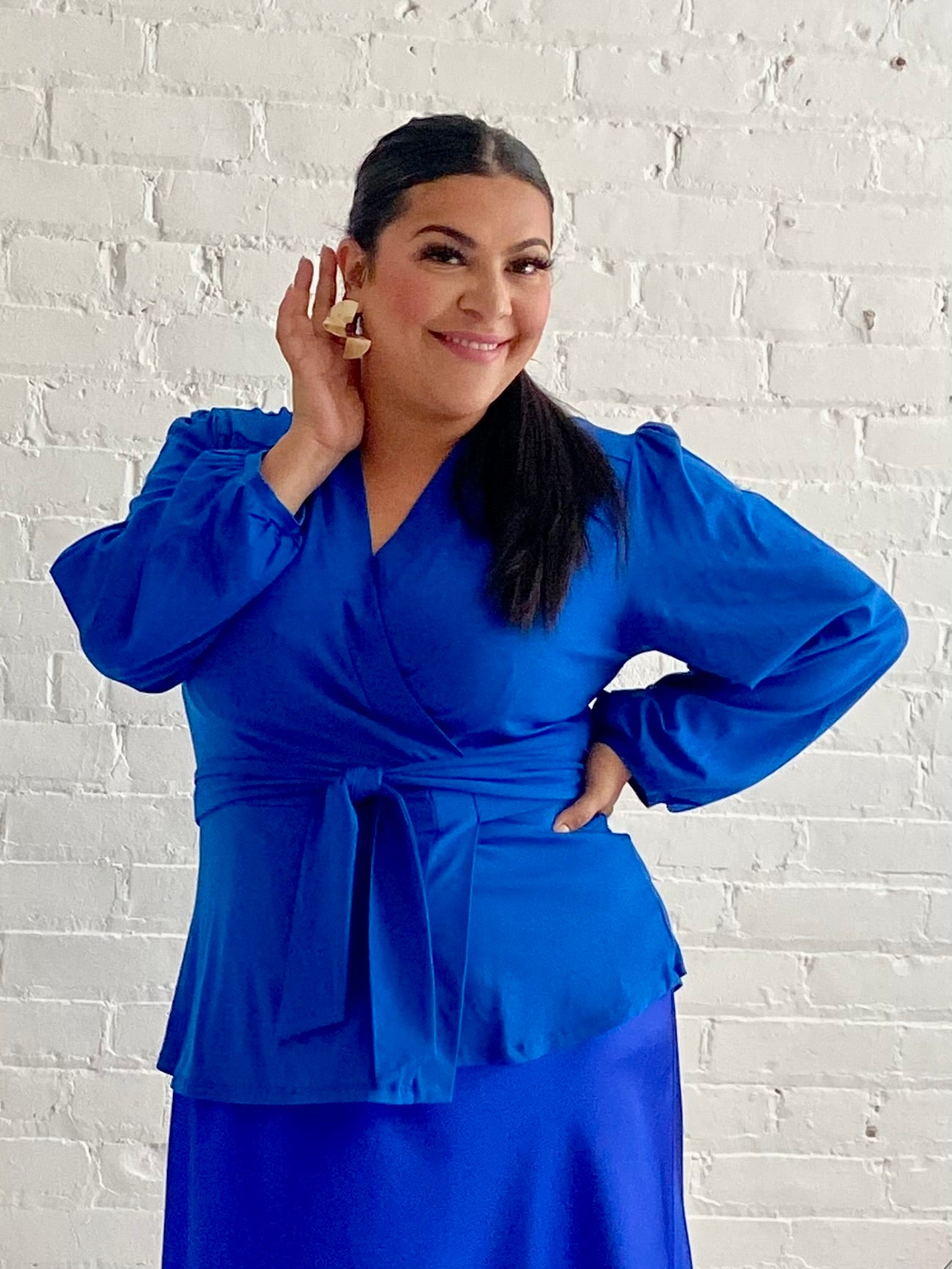 Royal Blue Wrap Top