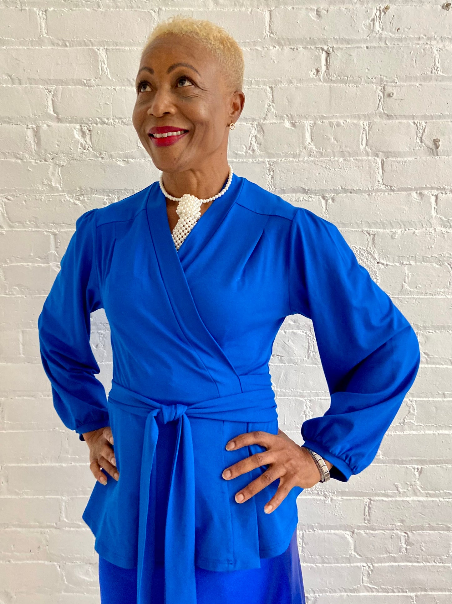 Royal Blue Wrap Top