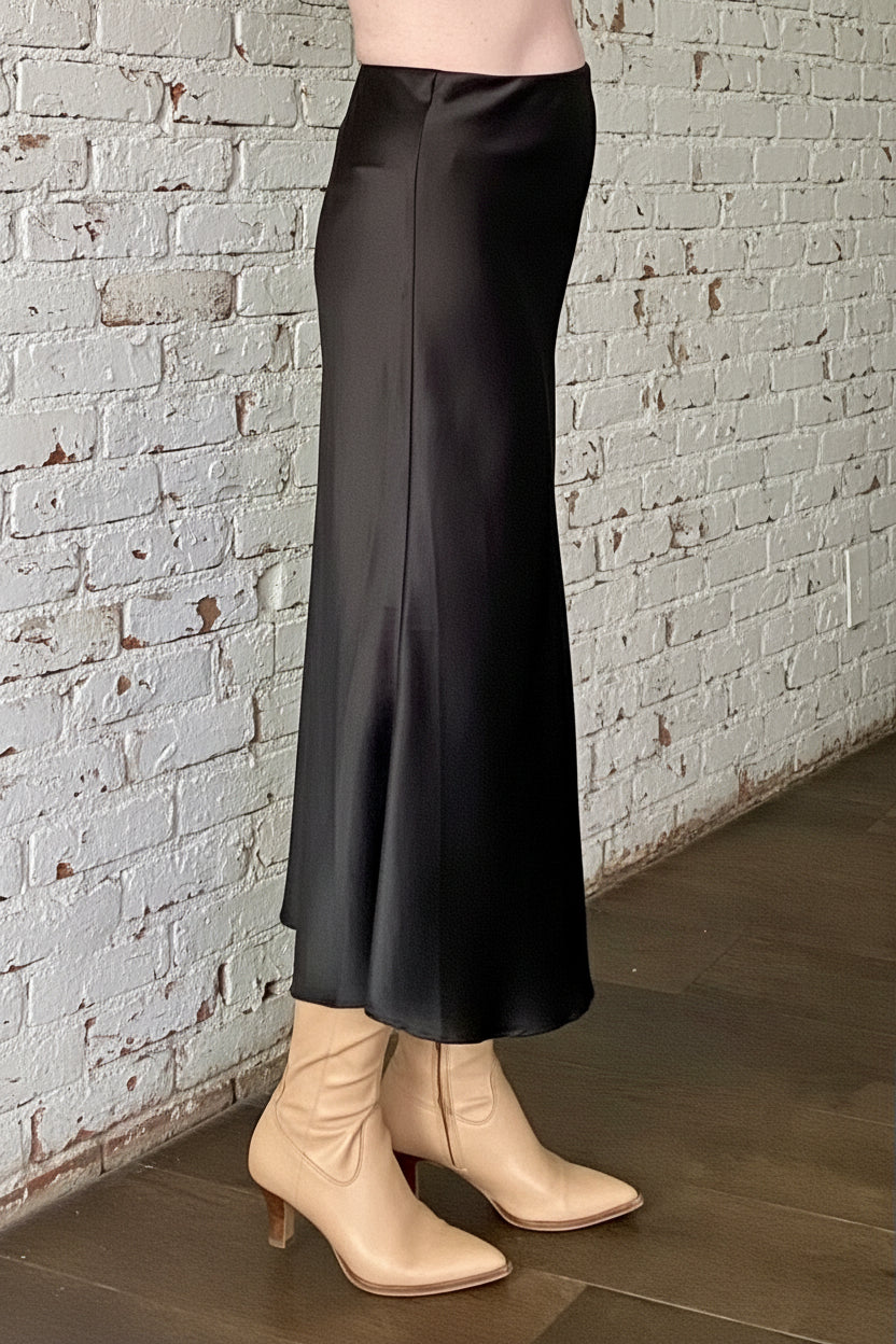 Black Satin Skirt