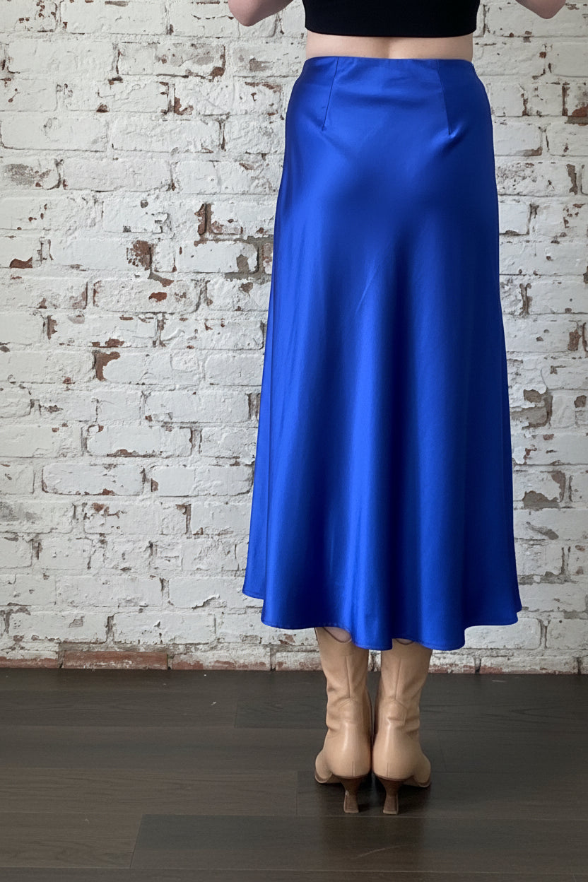 Royal Blue Satin Skirt