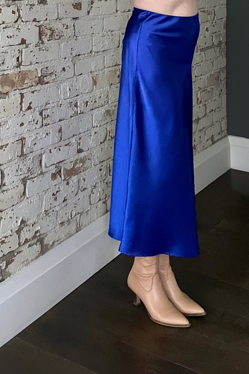 Royal Blue Satin Skirt