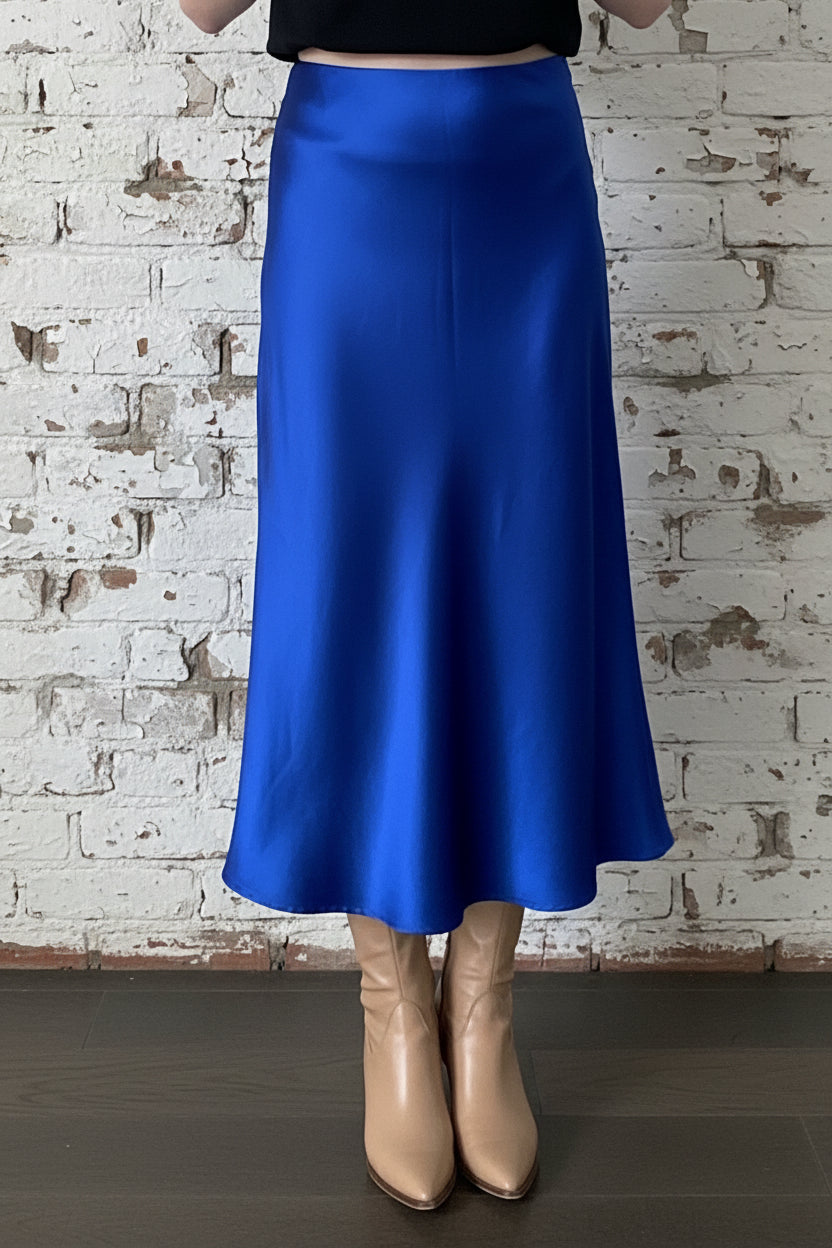 Royal Blue Satin Skirt